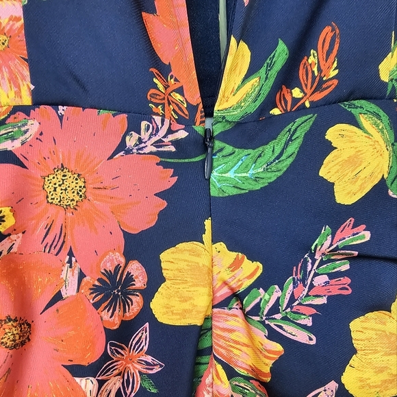 Finders Keepers Navy Floral Mini Dress w Cut-Out Detailing - Picture 11 of 14